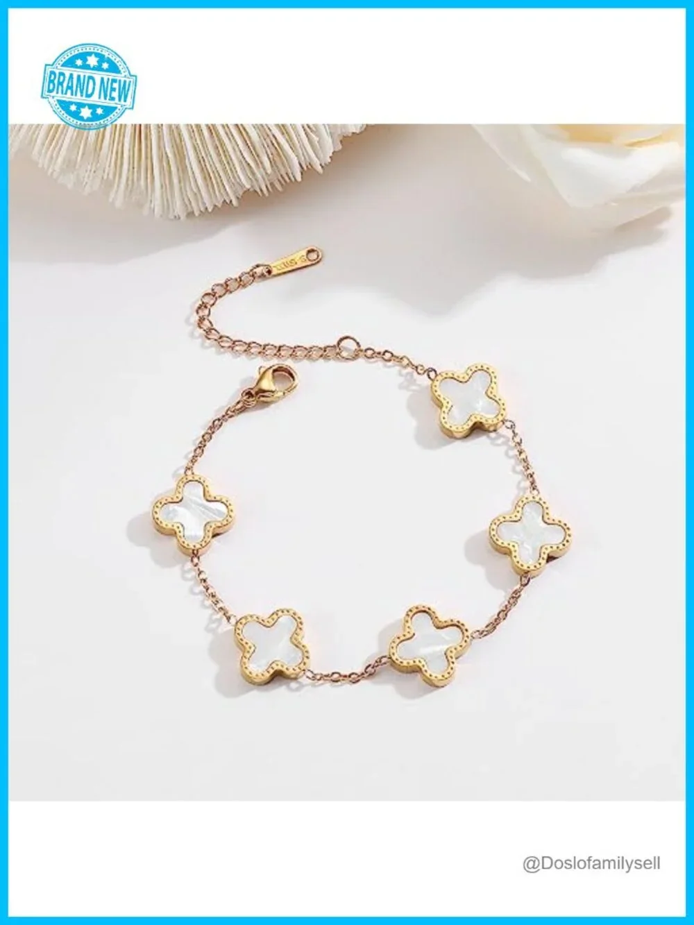 18K Gold Plated Clover Bracelet Love Bangle Set Stackable Friendship Bracelet